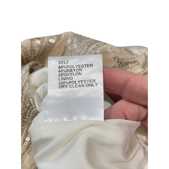 Tadashi Shoji Vibiana Embroidered Sequins Dress Champagne Size 4P - Picture 5 of 14